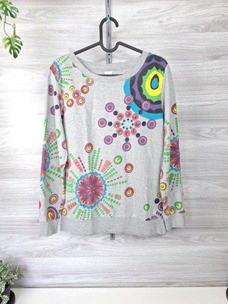 Sweatshirt Damenpullover Pulli Langarmpullover Blumenprint Allover Muster Gr. 36