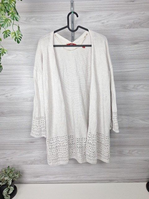 s.Oliver Longcardigan Strickjacke Häkelspitze Creme 36 Size S