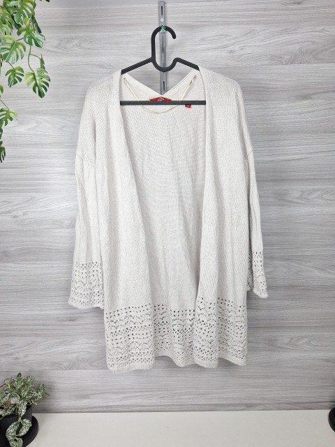 s.Oliver Longcardigan Strickjacke Häkelspitze Creme 36 Size S