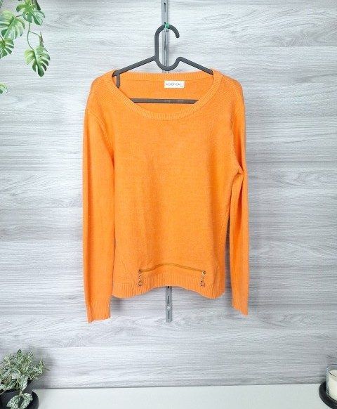 N.Every Day Strickpullover Rundhalspullover Zierreißverschluss Orange 36