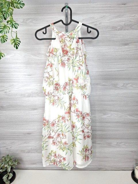 Clockhouse Chiffonkleid Sommerkleid Blumenkleid Volantkleid Cut-Outs Floral 36