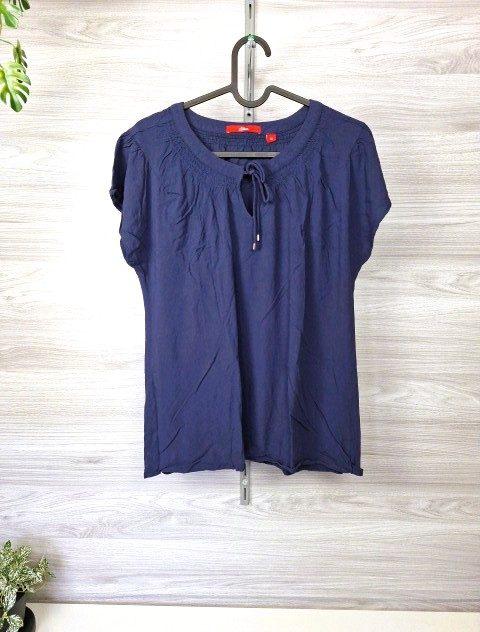s.Oliver s.Oliver Blusenshirt Tunika Kurzarm Bindeband Crinkle Dunkelblau 36 Size S