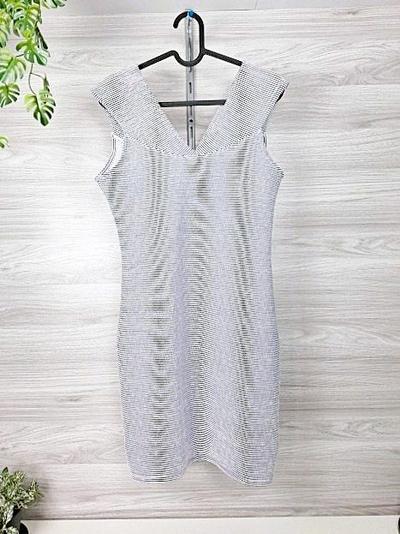 Mango Streifenkleid Sommerkleid Etuikleid Ärmellos Schwarz Weiß 38