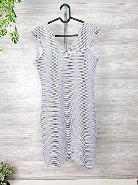 Mango Mango Streifenkleid Sommerkleid Etuikleid Ärmellos Schwarz Weiß 38 Size M