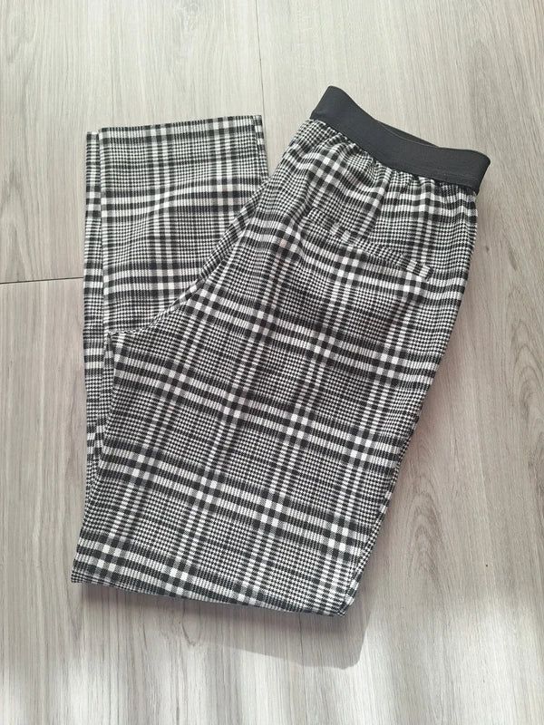 H&M H&M Stoffhose Tapered Hose Karohose Businesshose Schwarz Weiß 38 Size M