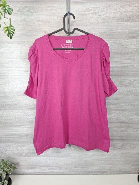 Ohne Marke Basic T-Shirt Raffärmel Damenshirt Kurzarmshirt Baumwollshirt Sommershirt 44 Size XXL