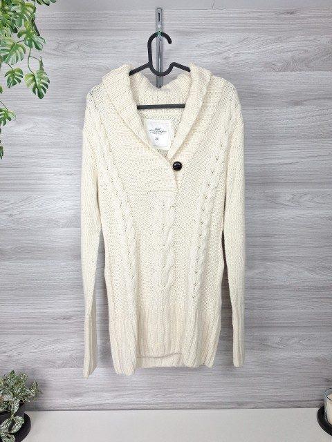 H&M Longpullover Strickpullover Zopfmuster Wollpullover Creme 36