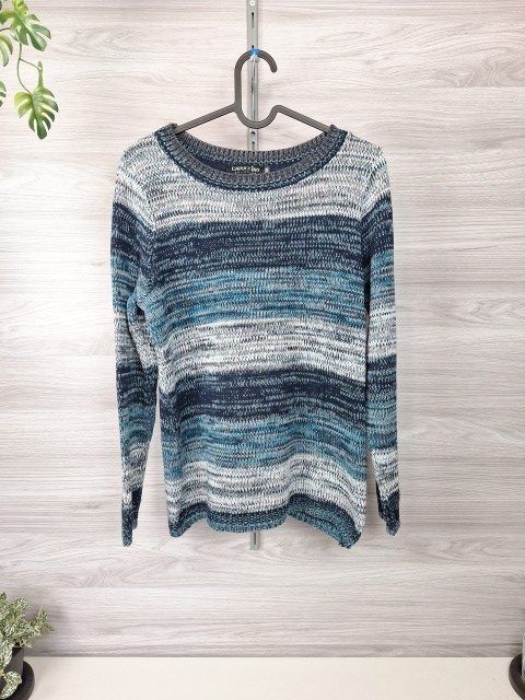 Cappuccino Strickpullover Ringelpullover Streifen Blau Türkis 38