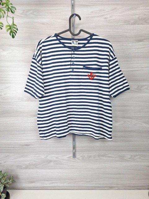 Yessica Yessica Ringelshirt Streifenshirt Ankershirt Maritim Henleyshirt Baumwolle Gr 42 Size XL