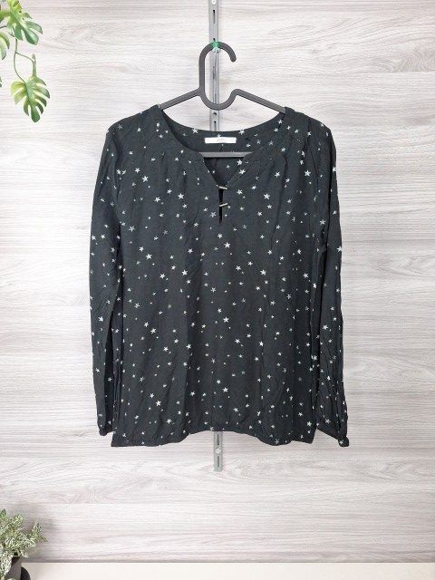 EDC EDC Langarmshirt Sternenshirt Longsleeve Sternenmuster Blusenshirt Tunika Gr 36 Size S