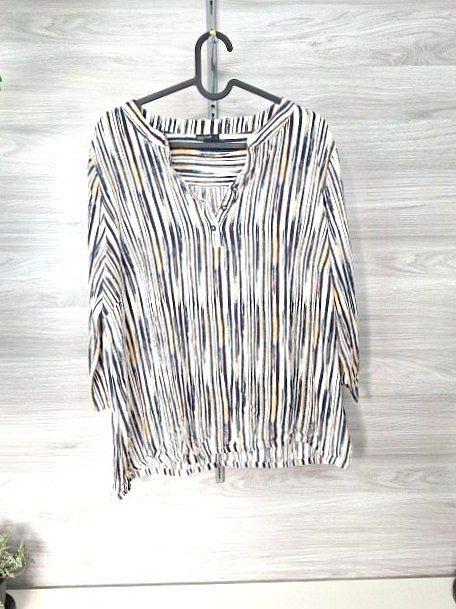 Laura Torelli Tunika Blusenshirt Streifenbluse Viskose 3/4 Arm Bunt 40