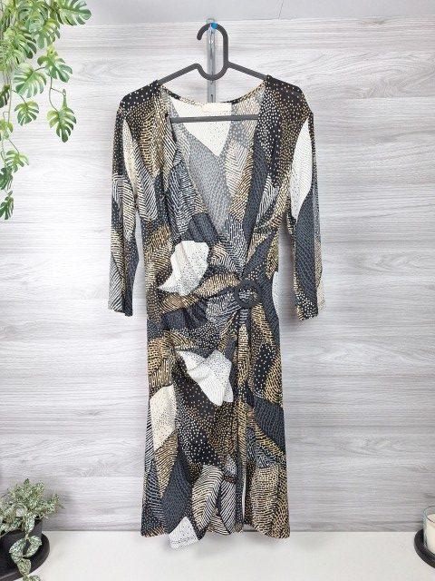 Lady Lol Lady Lol Jerseykleid Wickelkleid Musterkleid Schnallenkleid Stretchkleid 36 Size S