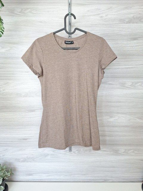 Janina Janina Longshirt T-Shirt Kurzarmshirt Basic Meliert Beige 36 Size M
