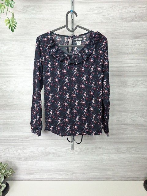 Up 2 Fashion Up 2 Fashion Bluse Blusenshirt Tunika Longsleeve Blumenmuster Volant 38 Size M