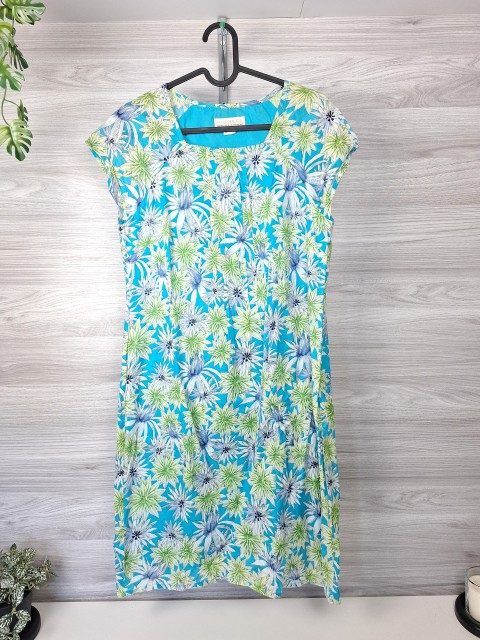 Madness Madness Sommerkleid Blumenkleid Floralkleid Baumwolle Türkis 36 Size S
