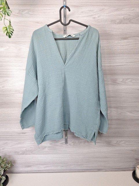 Zara Zara Musselinbluse Tunika Oversize Strukturbluse Mint 38 Size M