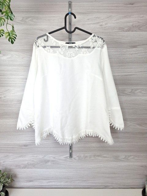 Shein Shein Tunika Bluse Spitzenbluse Häkelspitze Weiß 38 Size M