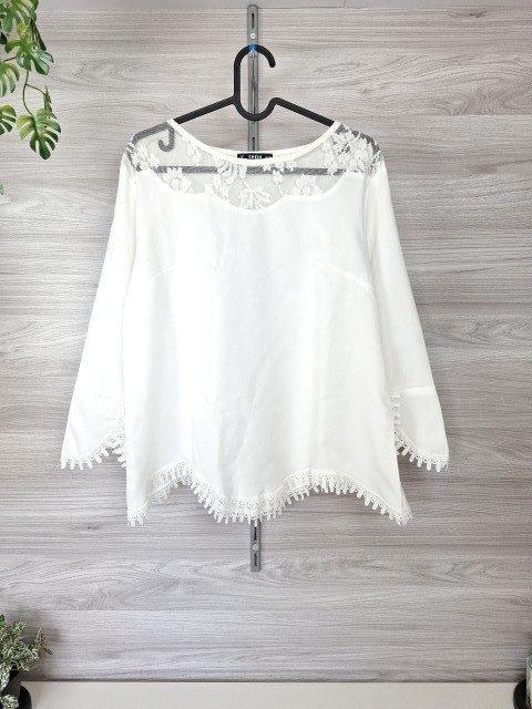 Shein Shein Tunika Bluse Spitzenbluse Häkelspitze Weiß 38 Size M