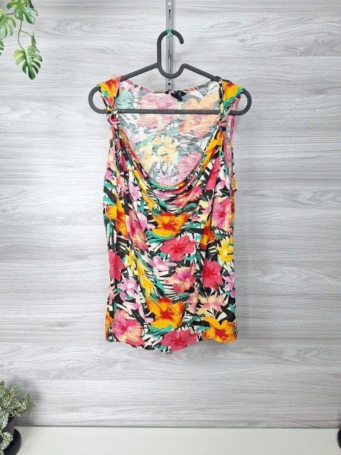 H&M H&M Wasserfalltop Sommertop Tropical Blumenprint Bunt 36 Size S