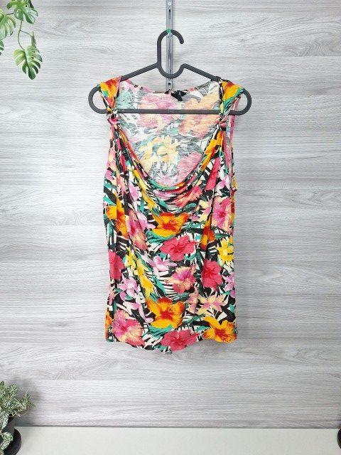 H&M H&M Wasserfalltop Sommertop Tropical Blumenprint Bunt 36 Size S