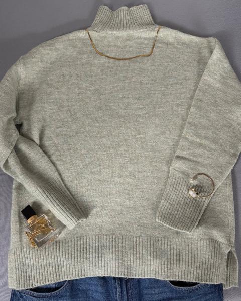 Rollkragenpulli grün-grau | Everme | Größe S | Neu