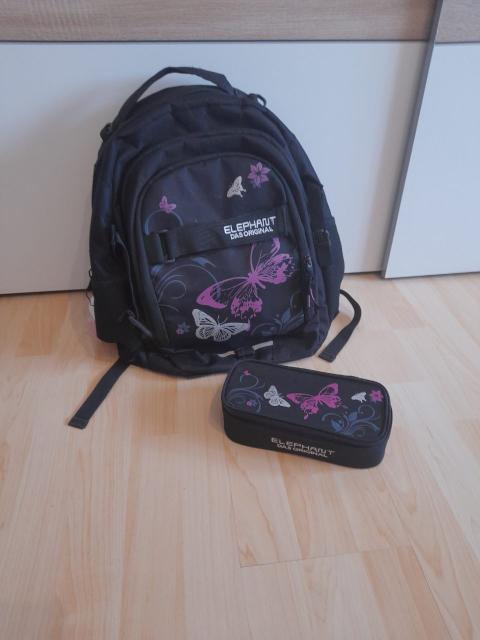 Elephant "Das Original" Schulset: Rucksack & Federtasche - Schmetterling