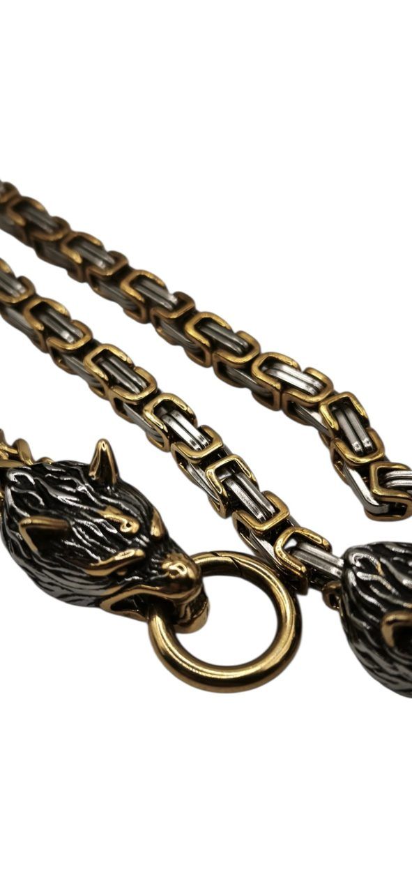 Viking craft  🐺 Wikinger-Kette mit Mjölnir & Wolfsköpfen