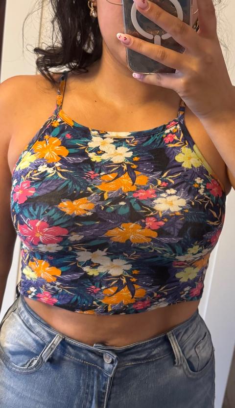 H&M H&M Tropical Blumen Crop Top Y2K XS Size XS