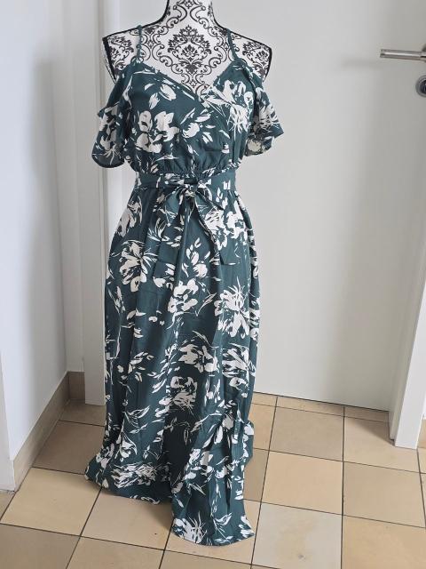 Ohne Marke Maxikleid | Gr. S | Petrolgrün Weiß | Neu mit Etikett Size S