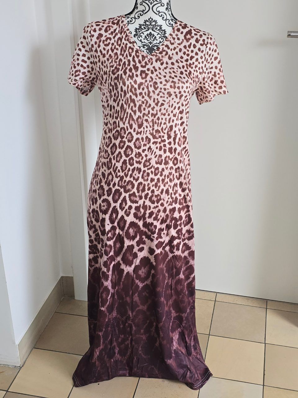 Ohne Marke Maxikleid | Gr. S | Leo-Print | Rosa Braun Size S