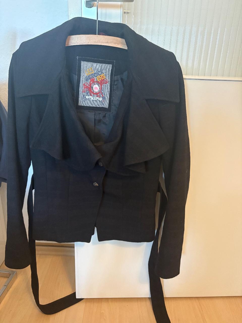 Tom Tailor Denim Jacke Blazer schwarz Gr. M passt auch S tailliert Gürtel