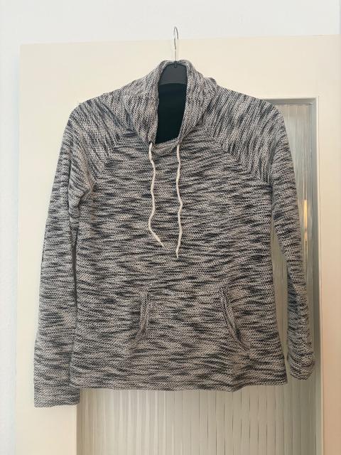 C&a Clockhouse C&A Clockhouse Pullover mit Schalkragen Schwarz Weiß Meliert – Größe L enger aus Size L