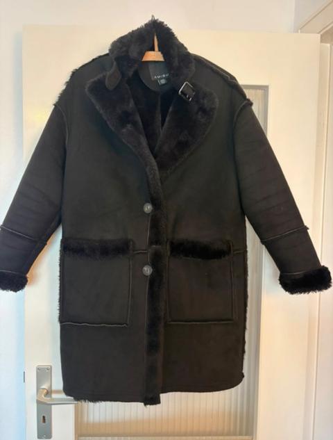Amisu Amisu Mantel schwarz Teddyfell Kunstfell Mantel Gr. 34 Winter Size 34