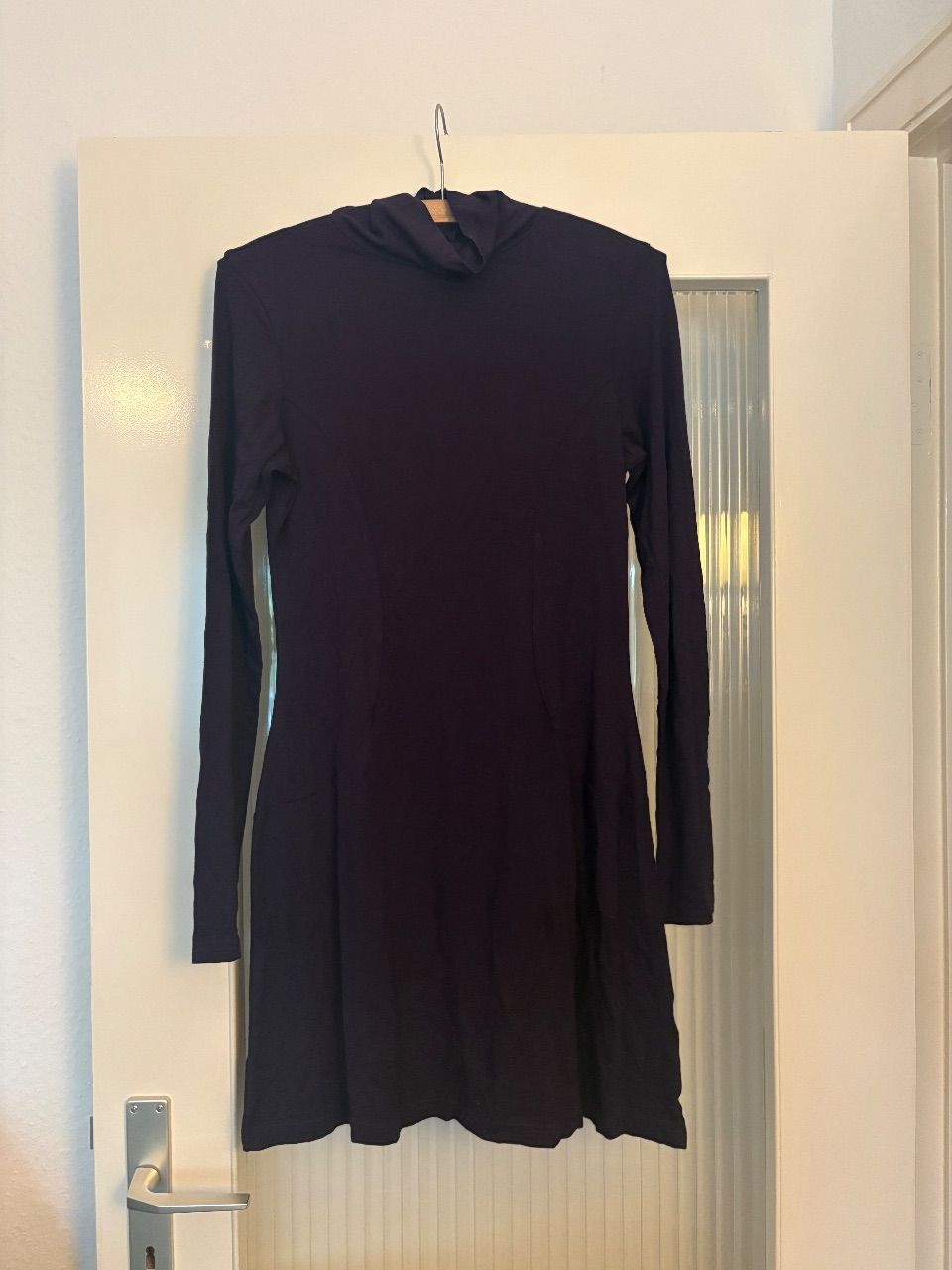 H&M H&M Kleid Gr. 36 Dunkellila  Langarm mit Knöpfen Size S