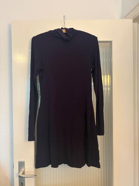 H&M H&M Kleid Gr. 36 Dunkellila Langarm mit Knöpfen Size S