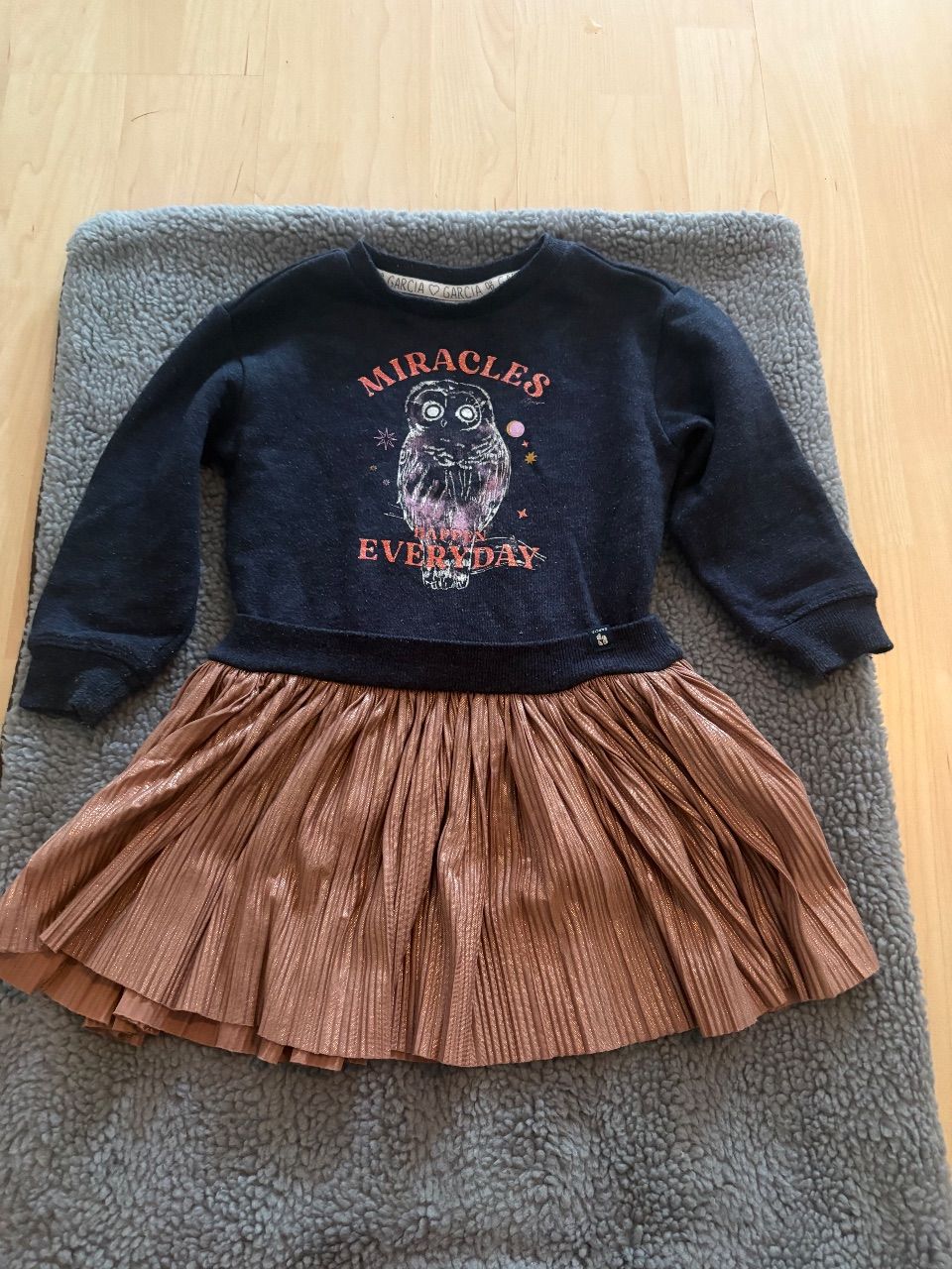 Garcia Garcia Kleid Gr. 92/98 – Sweatshirt & Plisseerock Eule ✨ Size 92