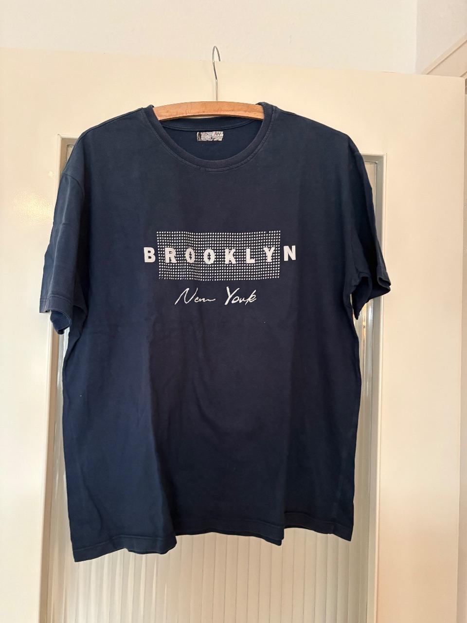 Herren T-Shirt L Brooklyn New York Print dunkelblau