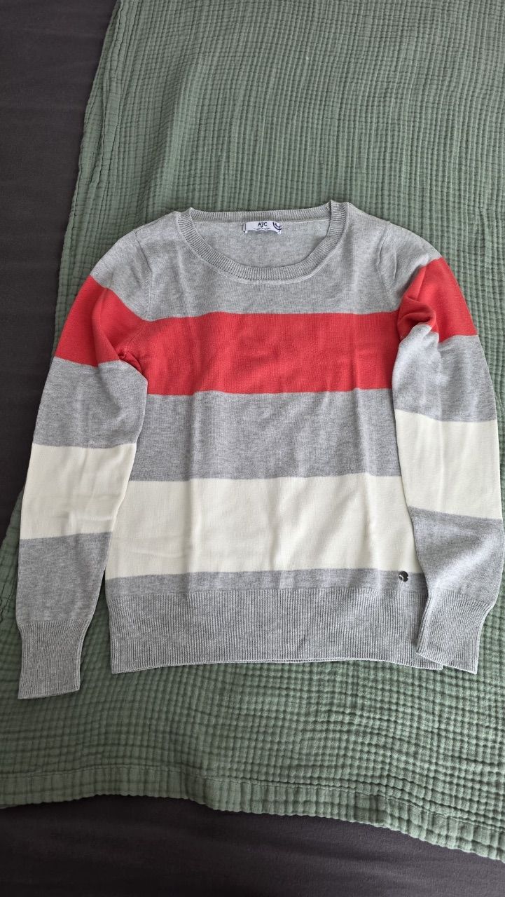 AJC AJC Damen Strickpullover gestreift Grau Rot Creme Size M