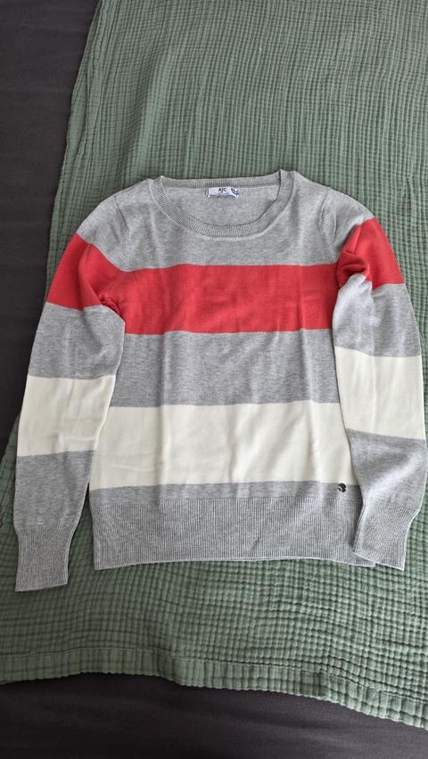 AJC AJC Damen Strickpullover gestreift Grau Rot Creme Size M