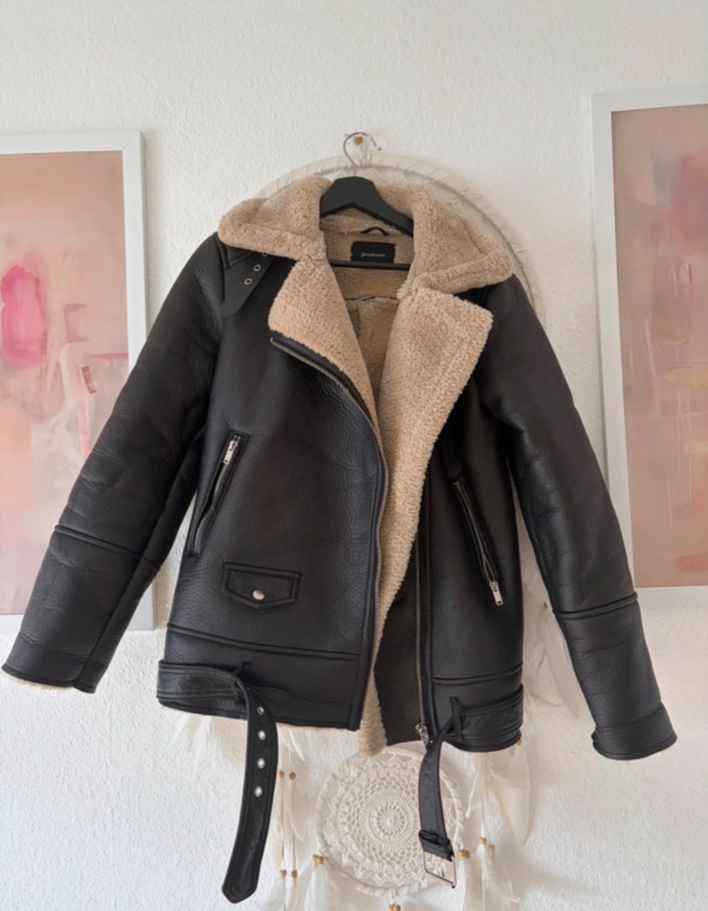 Stradivarius Biker Jacke mit fell  Size S