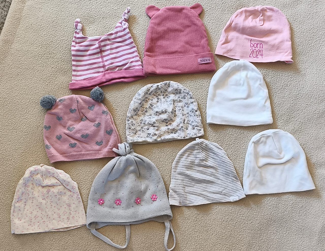 Verschiedene  Mützen Set 10 Stück Mädchen Baby  Size 62
