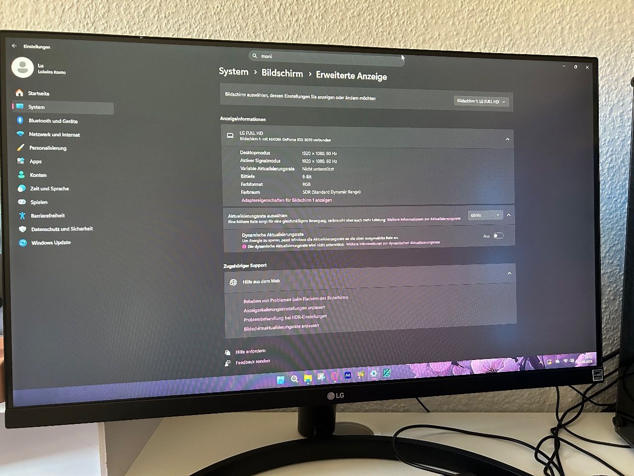 LG LG Full-HD Monitor – 60 Hz – guter Zustand
