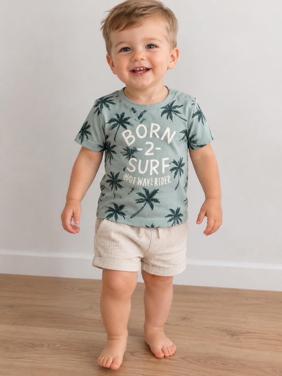 Kinder Jungen, T-Shirt, 80 grün mit Druck