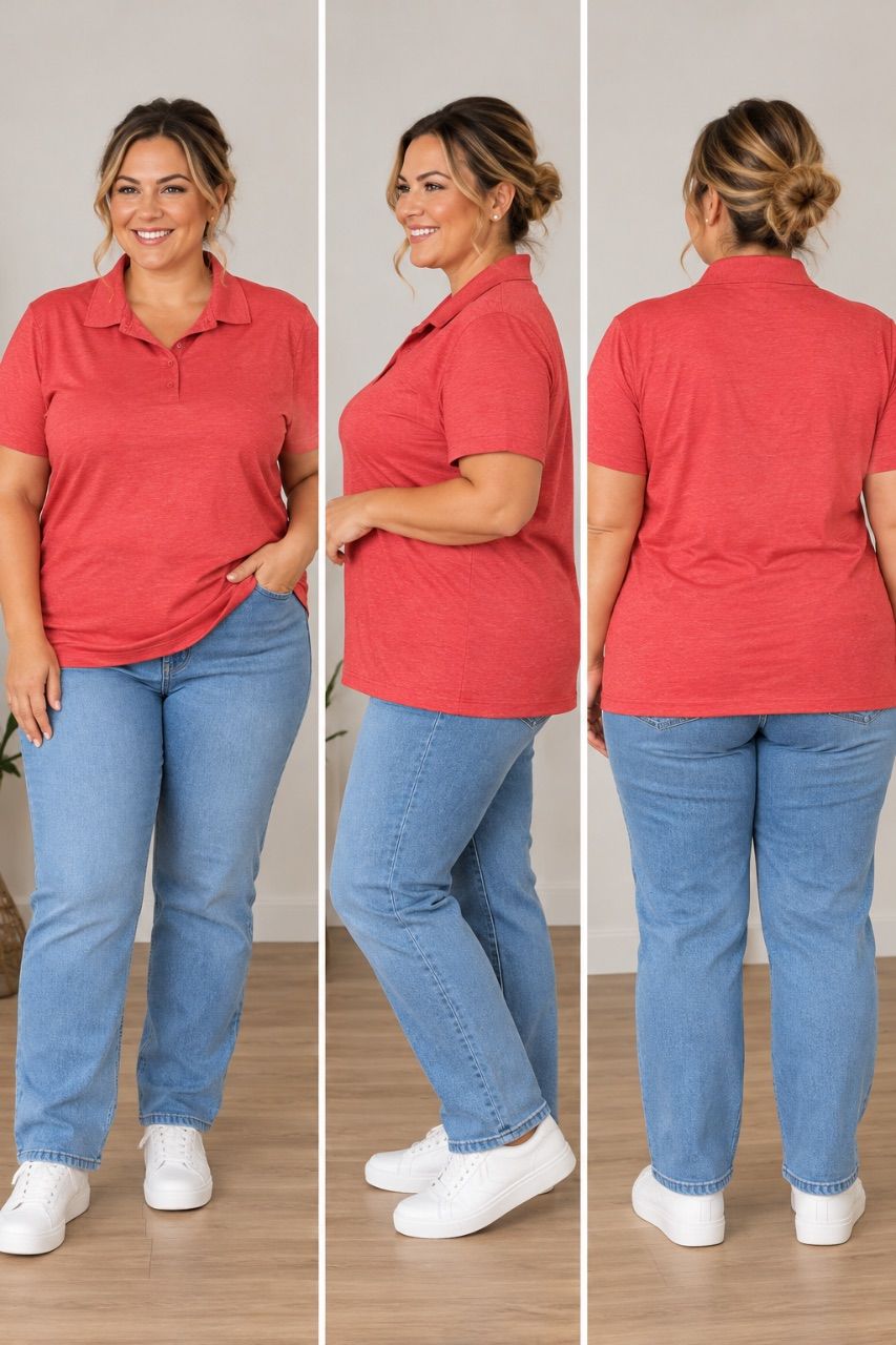 Infinity Damen Polo Tshirt xl rot Ton  Size XL