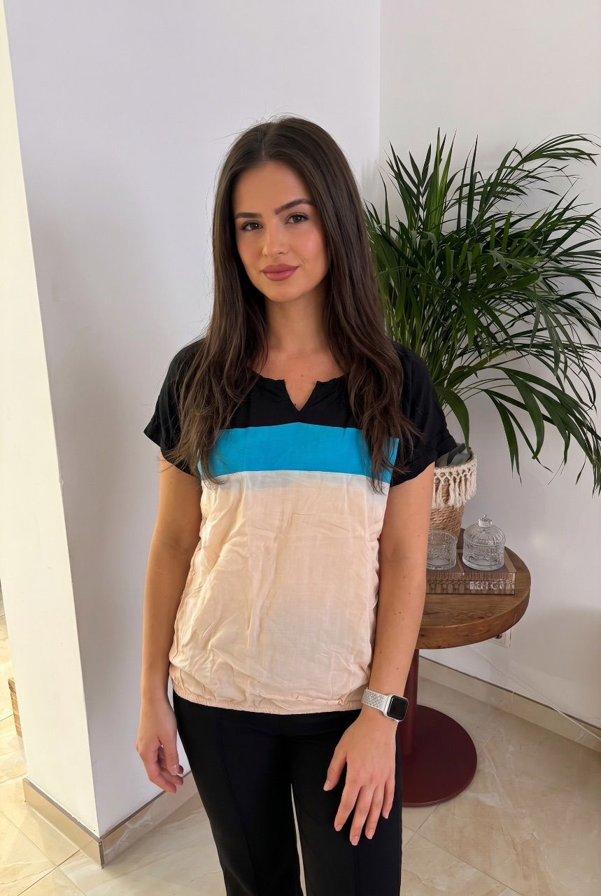 Mexx Damen Bluse Tshirt Mexx 34 schwarz beige blau  Size 34