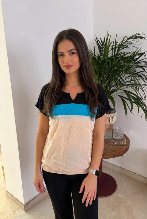 Mexx Damen Bluse Tshirt Mexx 34 schwarz beige blau Size 34