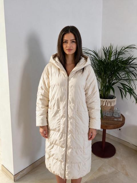Damen Mantel m/l Creme Winter