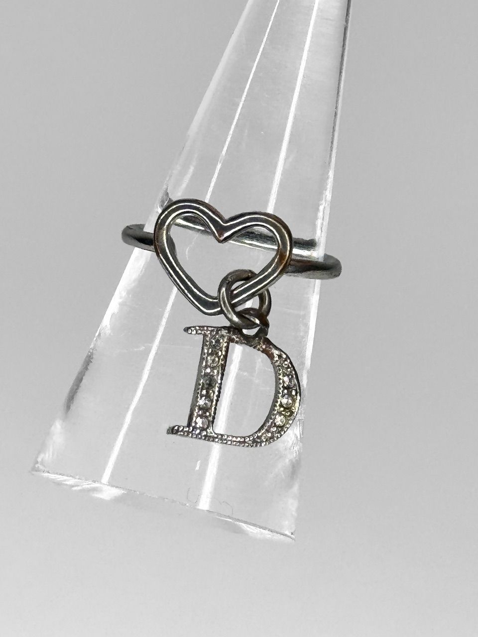 Dior Christian Dior Heart & Rhinestone D-Charm Ring