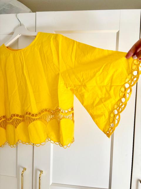 Zara Zara Bluse boho gelb Lochspitze Blogger Strand Sommer S/M Size M
