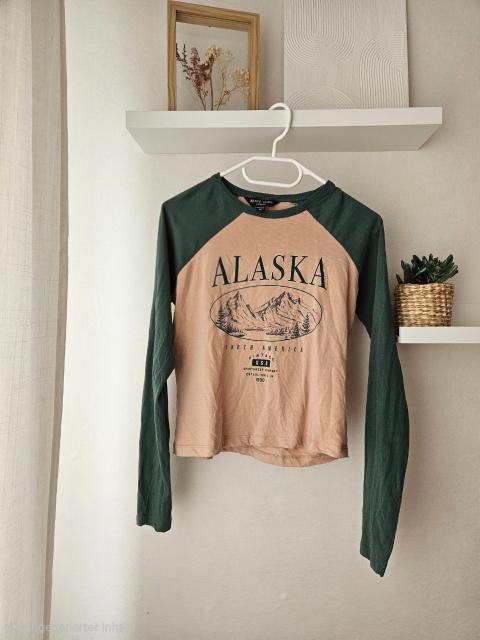 brave soul Brave Soul Longsleeve „Alaska“ Vintage USA Grün Beige M Size M